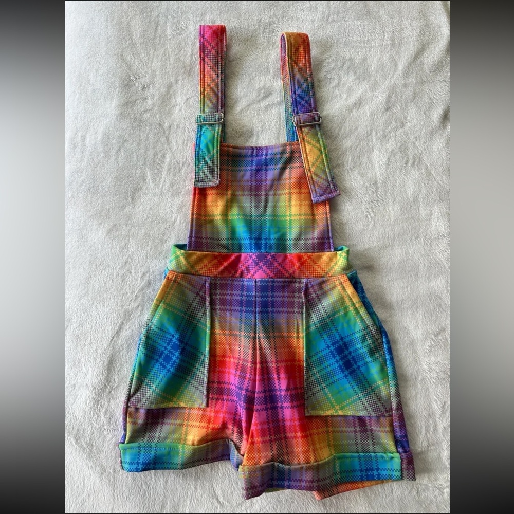 BLACKMILK TARTAN RAINBOW SHORT OVERALLS NWT